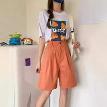 工装五分裤女宽松BF休闲短裤复古阔腿裤学生中裤潮2024阔腿裤