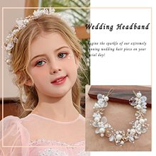 欧美花朵带珍珠可调节花卉头饰流行手环花卉适合婚礼节日派对生日