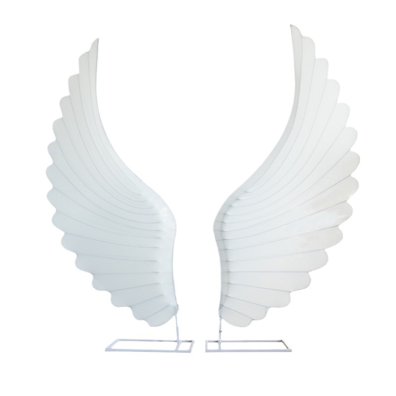 Arte de tela de hierro alas de ángel luminosas luces de guía de boda centro comercial auditorio de bodas diseño de fondo accesorios luces decorativas