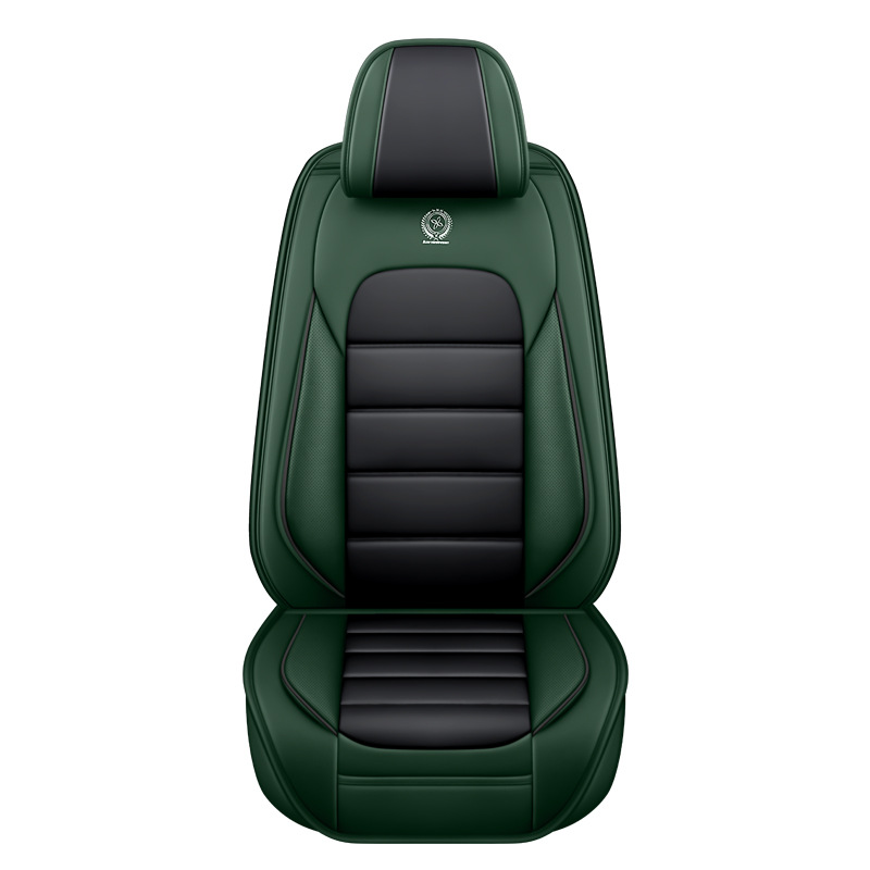 Universal – Seat cushion, seat cover Leather Universal - black-green-front-single-seat