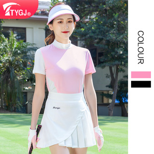 Source manufacturer TTYGJ Golf Ladies short sleeve quick-drying T-shirt stand high collar stretch sports sun protection clothing