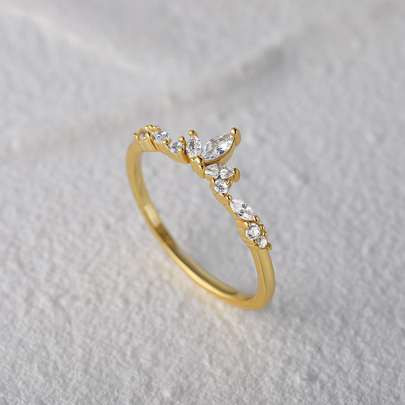 Simple Style Geometric Sterling Silver Inlay Zircon Rings 1 Piece