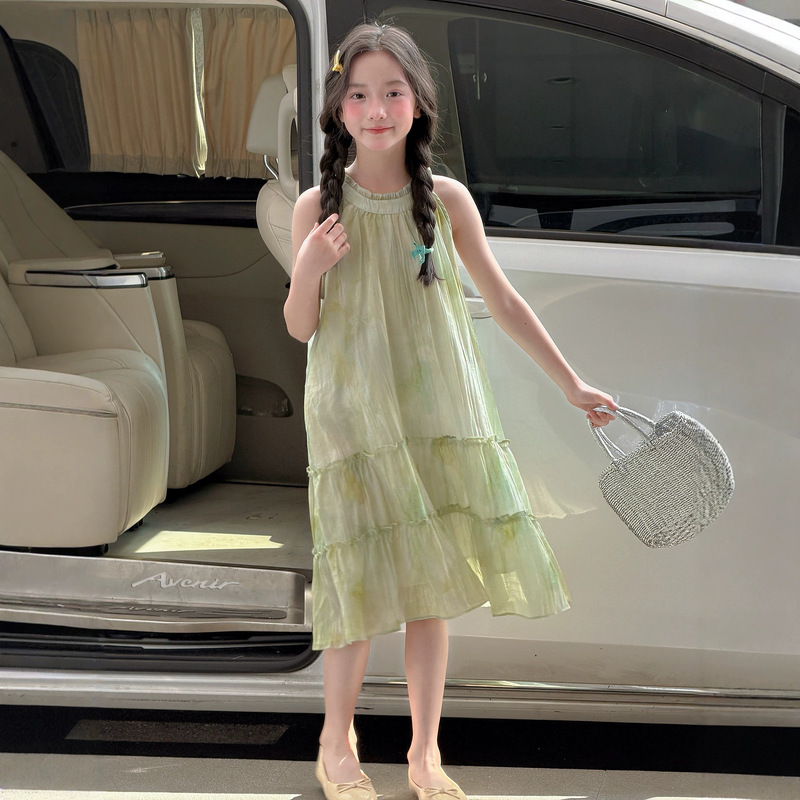 Girls' Summer Korean Style Dress 2026 New Model Fashionable Casual Strap Princess Dress Girls' Summer Korean Style Dress 2026 New Model Fashionable Casual Strap Princess Dress