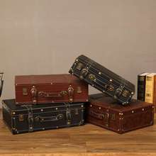欧式复古手提箱储物木箱子衣服收纳箱老式皮箱旅行摄影道具整理箱