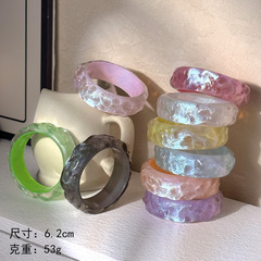 虞虞欧米円形カラー閃粉アクリルブレスレットシンプル円形人魚姫樹脂ブレスレット
