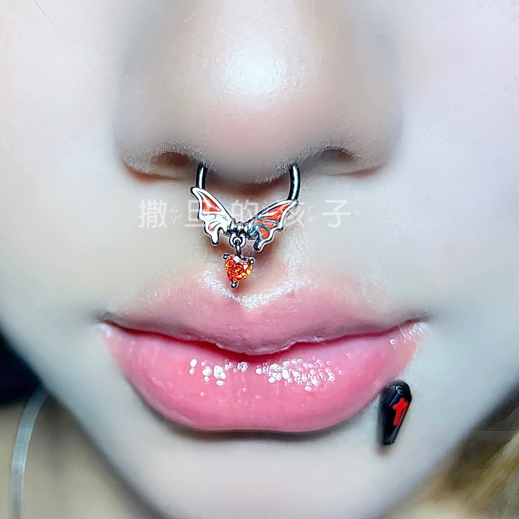 Labret stud lip piercing jewelry styling detail