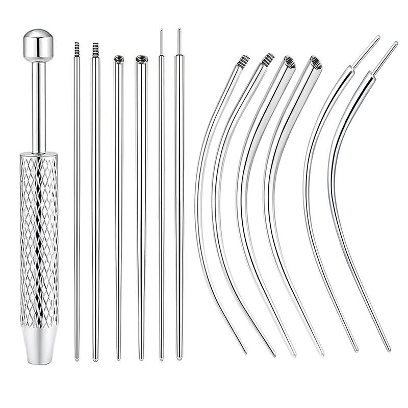 316 Stainless Steel Guide Needle Internal and External Thread Pin Guide Rod Perforated Ear Stud Lip Stud Tongue Stud DIY Auxiliary Tool