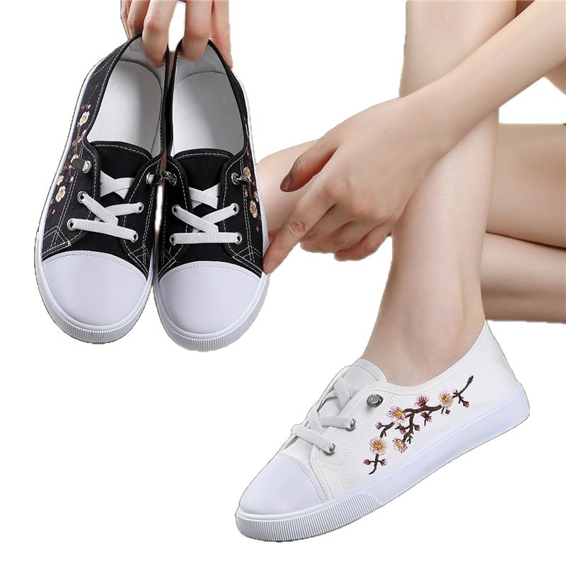 Zapatos de lona de Feng Lai caliente para mujeres 2026 nuevo verano plano zapatos de mujer casuales zapatos de skate de altura baja negro blanco image 6