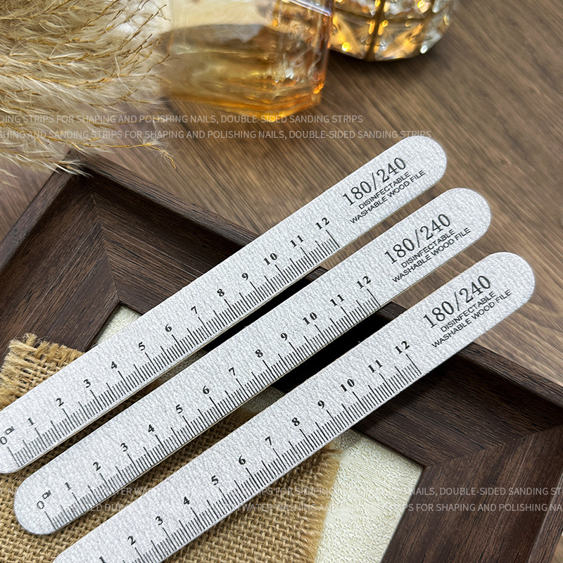 Lima de Uñas de Madera y Papel de Lija, Doble Cara, Arena Fina, Ultradelgado, para Manicura
