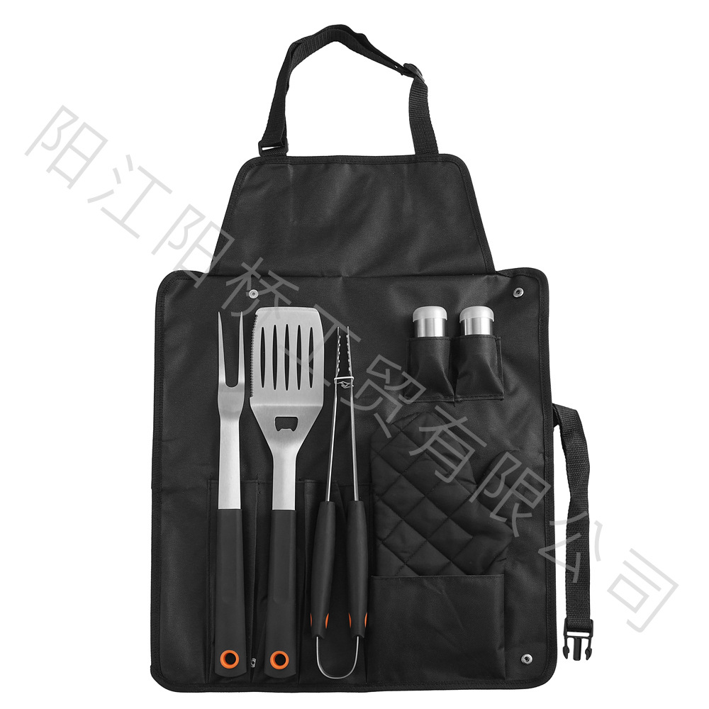 Fabricante de stock herramientas de barbacoa para acampar al aire libre BBQ clip de pala bolsa de falda mango de plástico de acero inoxidable juego de utensilios para hornear