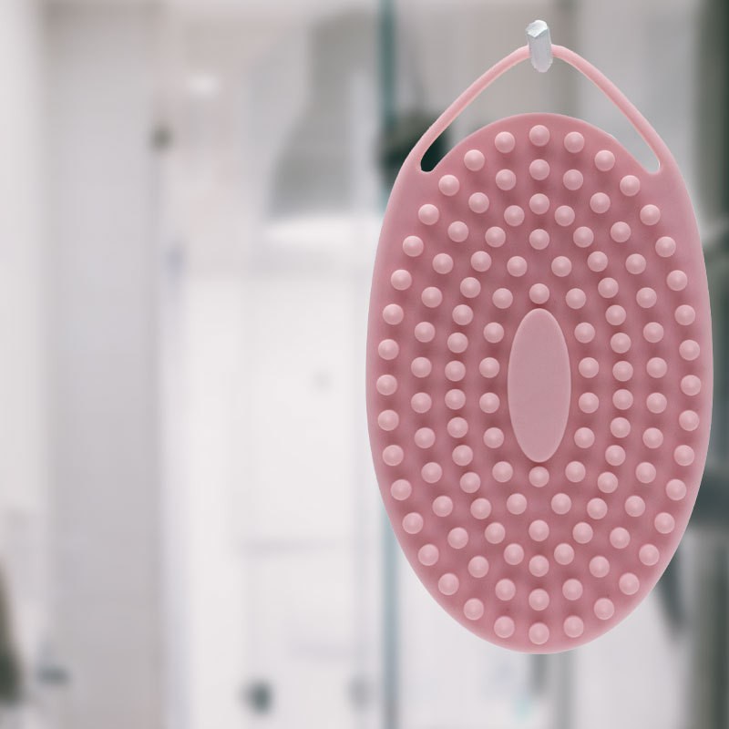 Round Silicone Bath Brush - Double-Sided Dual-Purpose Cleaning and Massage Brush, Soft Silicone Hair and Body Wash Brush, Gentle on Skin