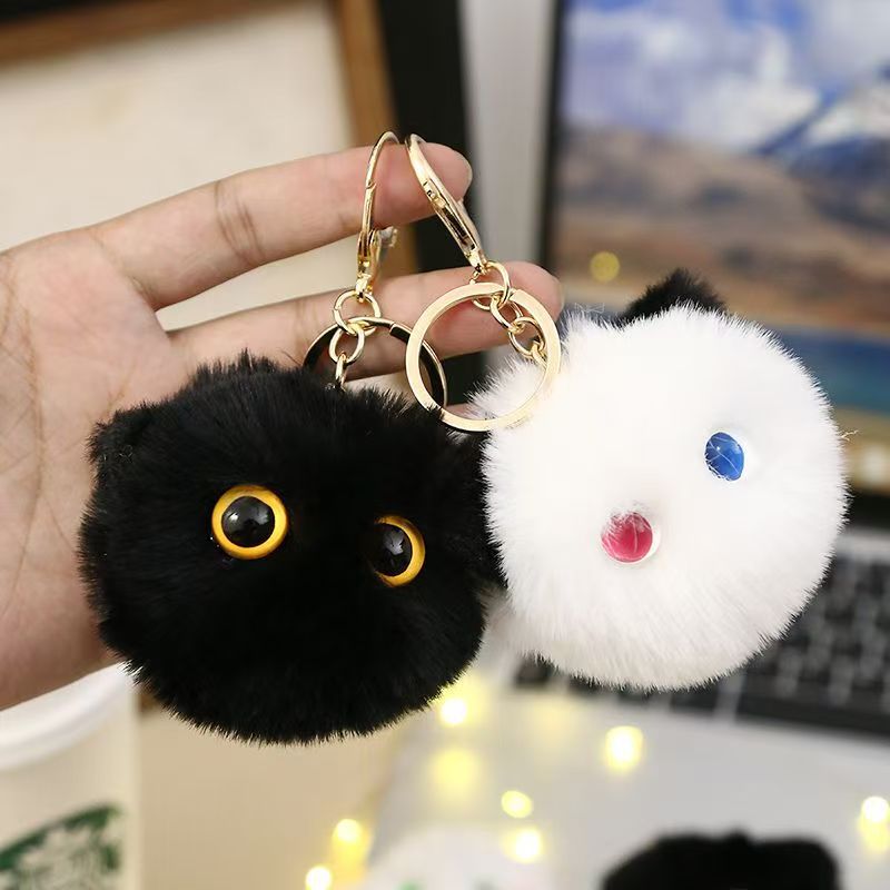 Gato de carbón nuevo colgante de peluche hecho a mano gatos ligeros llaveros lindos bolsas escolares colgante regalo creativo