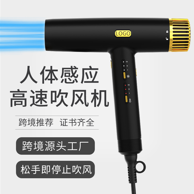 Secador de pelo doméstico sin escobillas de alta potencia en forma de T para peluquerías, uso doméstico, dormitorios, secador de pelo de alta velocidad con iones negativos.