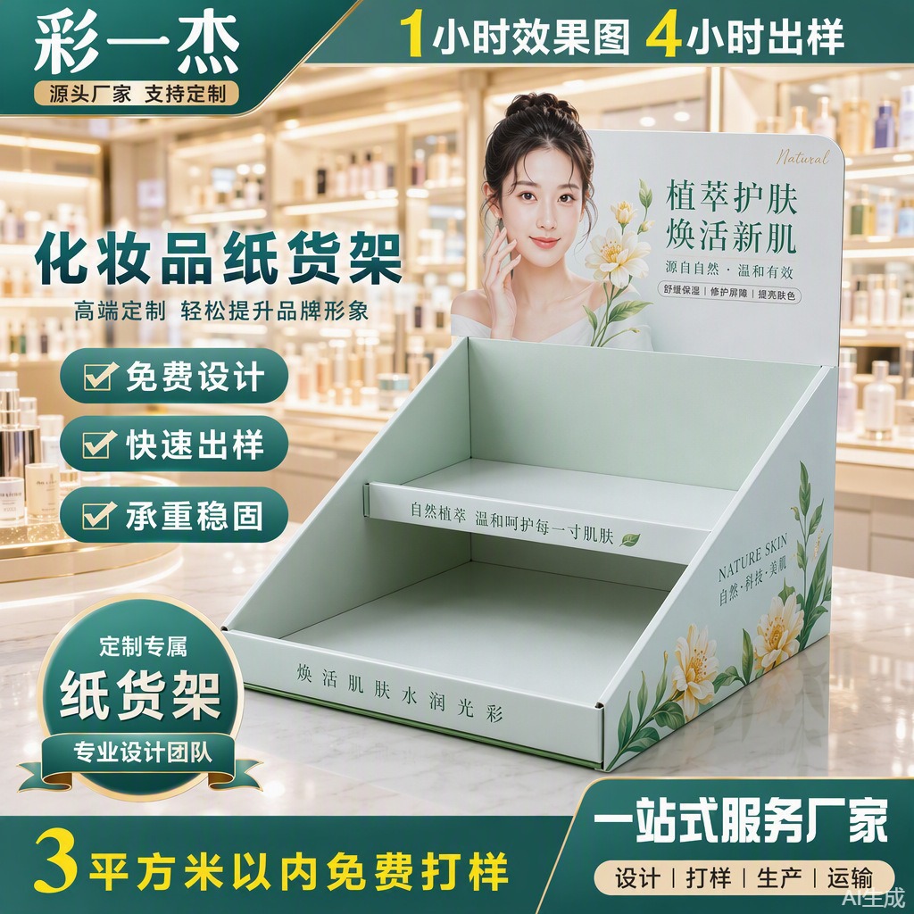 Cosmetic desktop promotional display box, plywood countertop display box, PDQ counter display box, custom-made paper box for fast-moving consumer goods