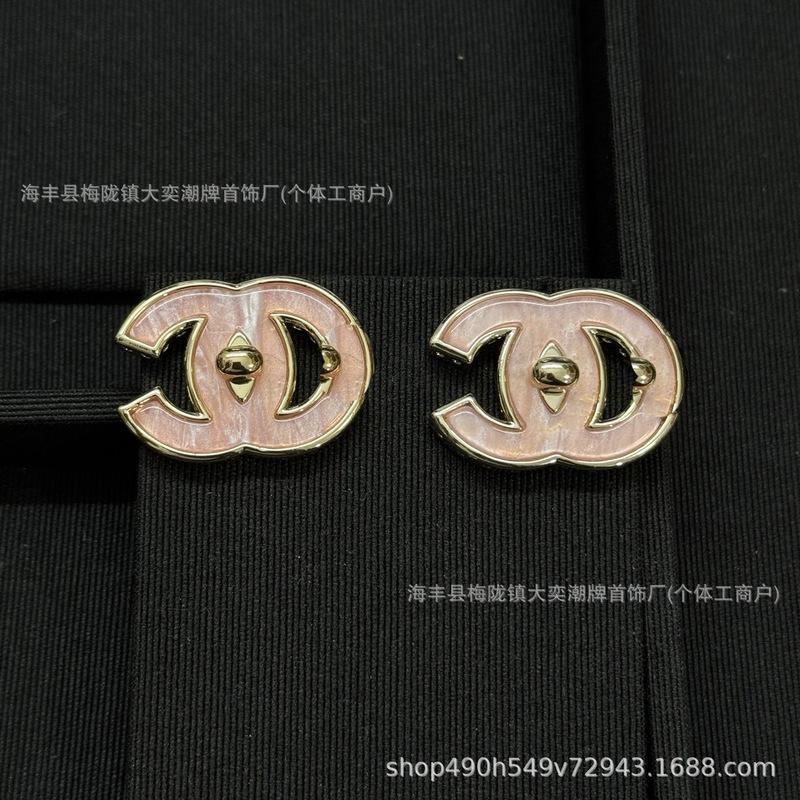 25b新款高版本小香风耳钉女 双C爱心蝴蝶耳环925耳针轻奢高级耳饰|undefined