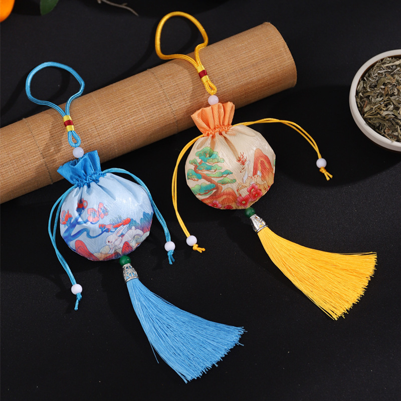 Zen estilo chino tradicional estilo antiguo brocado bolsa Dragon Boat Festival bolsita bolsa vacía bolso de la joyería bolsita bordado monedero bolsita