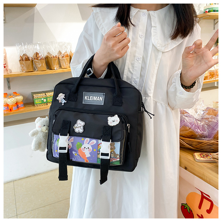 Book bag, handbag, canvas bag, large-capacity crossbody bag for girls, single-shoulder bag for primary school students, tutorial bag for classes, tutoring undefined