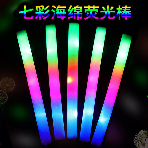 Concert fluorescent stick wholesale making logo electronic led colorful luminous sponge stick foam fluorescent stick silver light stick