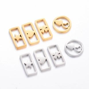 New square hollow four-leaf clover love star pendant stainless steel DIY woven bracelet accessories