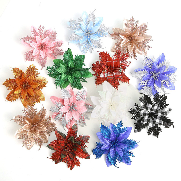 Christmas decoration gold powder flower rattan flower ring…