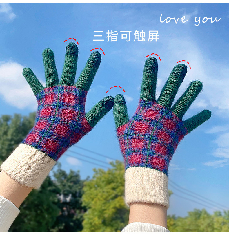 Women's Retro Plaid Wool Gloves 1 Pair display picture 22