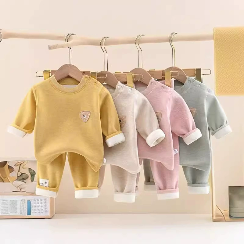 Tiktok, осенне-зимний Шелковый кашемировый костюм из двух частей, раздельная внутренняя одежда, мужская и женская детская повседневная домашняя одежда 66-110