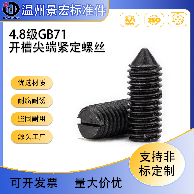 厂家现货销售GB71一字尖端紧定螺钉/开槽锥端顶丝/一字槽螺丝机米