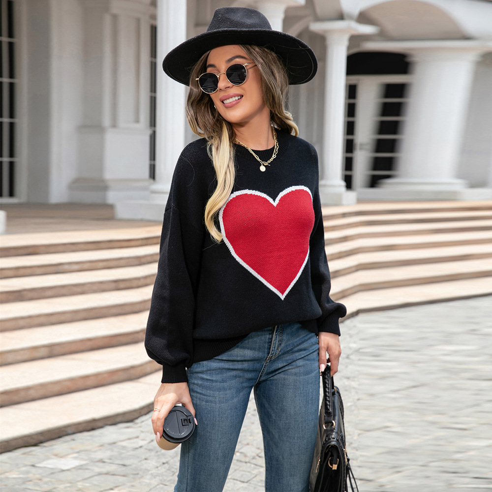 Suéter de Punto con Cuello Redondo y Corazón Grande para el Día de San Valentín, Novedad de Primavera 2025, Éxito de Ventas en Comercio Exterior, Talla Grande para Mujer image 5