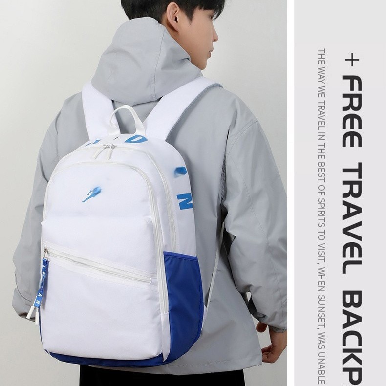 Cross-border trendy color-blocking backpack, large capacity, suitable for both men and women students, lightweight for commuting and travel, simple and stylish