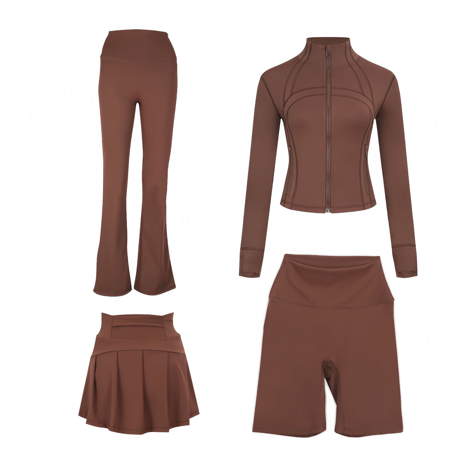 Women's Slim Fit Elastic Active Set With Jacket And Skirt_voghion.com