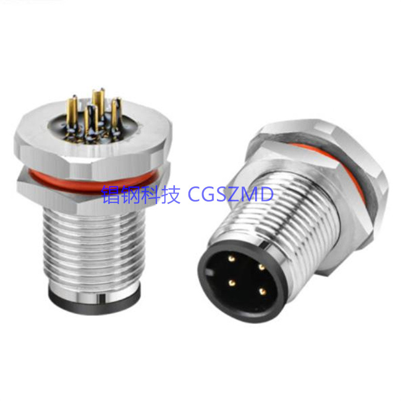 M12 ����4��ֱ��ͷ �������η��β��� Բ�κ��ղ�ͷ4оIP67������