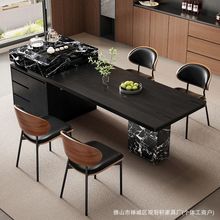 岩板岛台餐桌一体家用小户型中岛伸缩多功能意式轻奢高端大户型