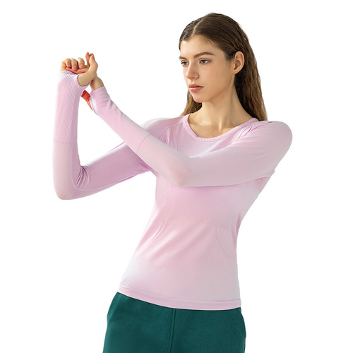 New autumn and winter slim fit breathable yoga long-sleeved women's long-sleeved round neck sports T-shirt running fitness top