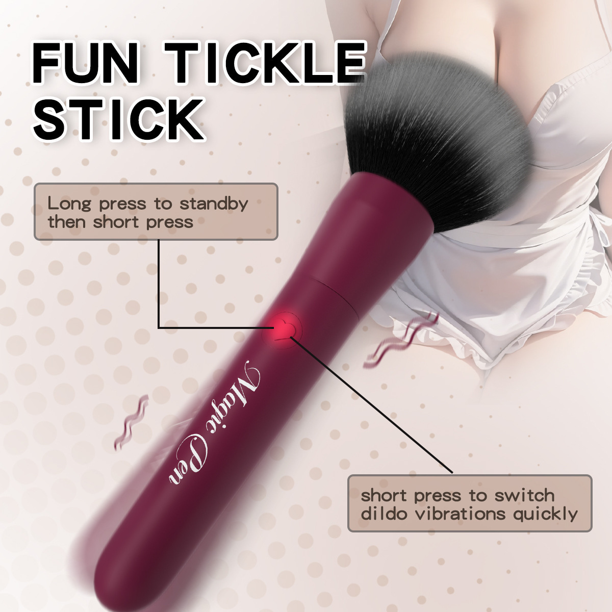 USB Rechargeable Vibrating Foundation Brush Wand, 10 Frequencies, ABS Body, Under 50 dB — detail image 4