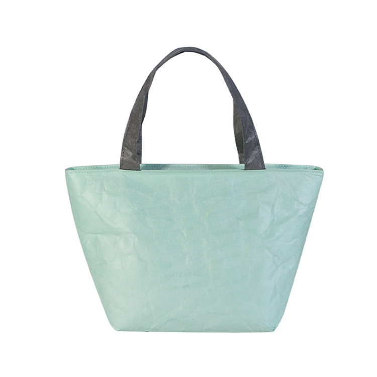 数码印刷美国揉纹杜邦纸托特包烫金餐袋 防水拉链铝膜加厚手提袋