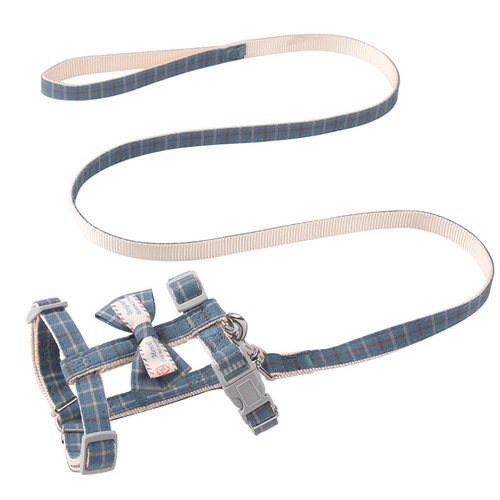 Wholesale pet cat I-shaped Morandi leash small harness vest style universal non-retractable
