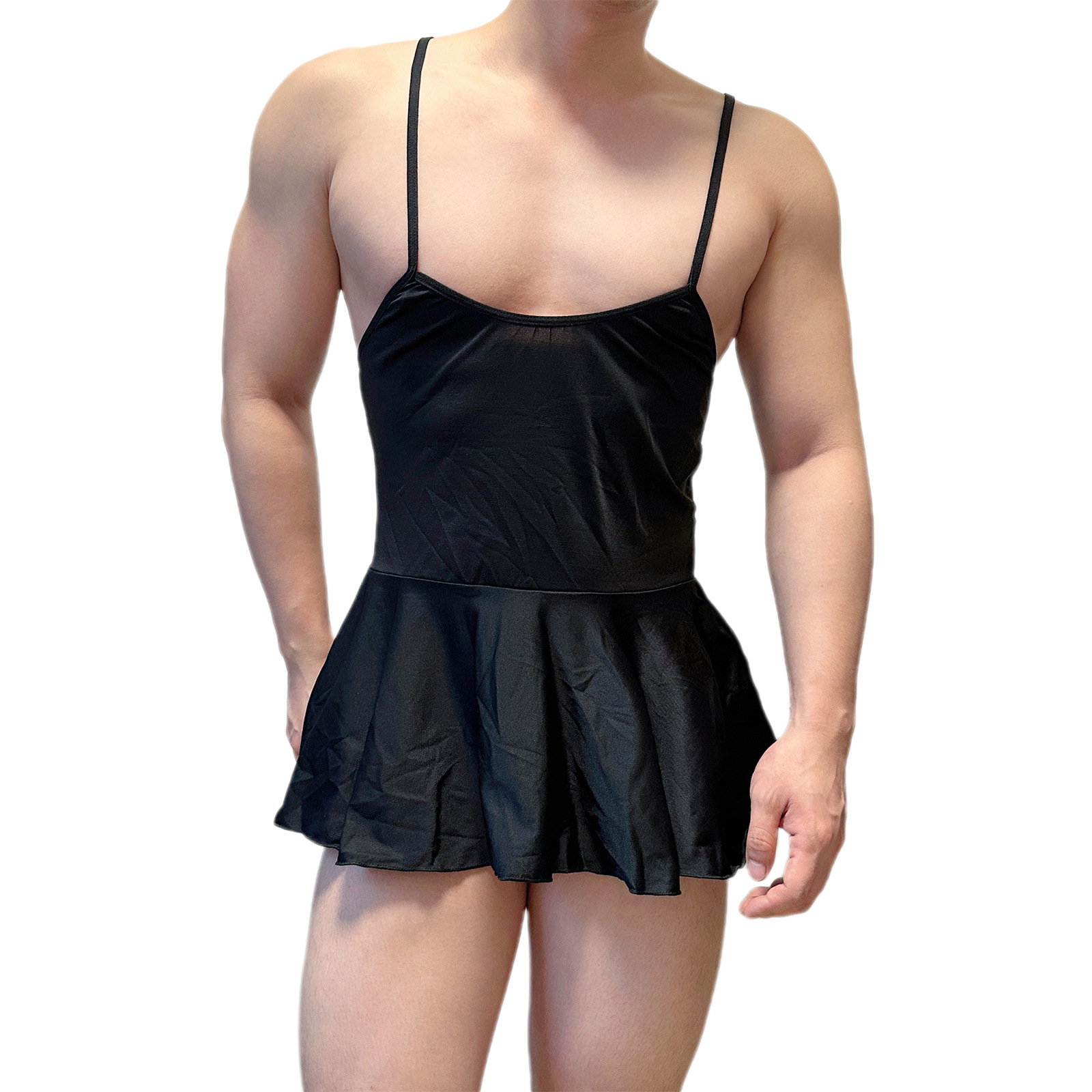 Men's Sexy Backless Dress Transvestite Pure Desire Temptation Adjustable Suspender Nightgown