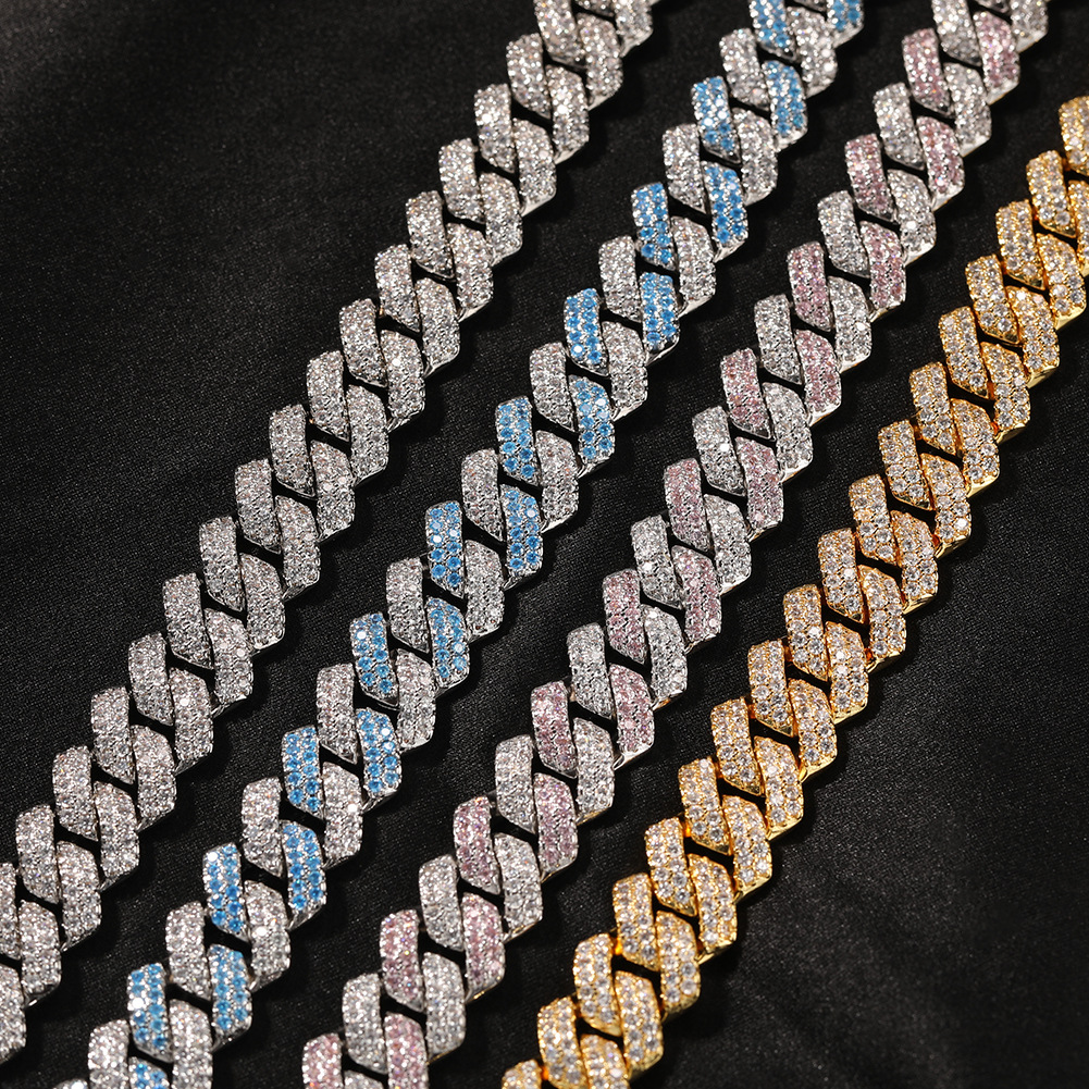 129g Weight Zircon Inlay Material Bracelets, Necklace Classification 1 Piece Quantity Daily, Street Occasion Copper Material Geometric Pattern Men's Gender Inlay Design Hip-Hop Style Hip-hop Geometric Copper Inlay Zircon Bracelets Necklace 12