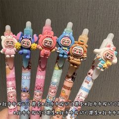 Labubu プレスペンダントペン ins 高価値ガールハート学生試験問題ペン消去可能なブルー熱消去可能