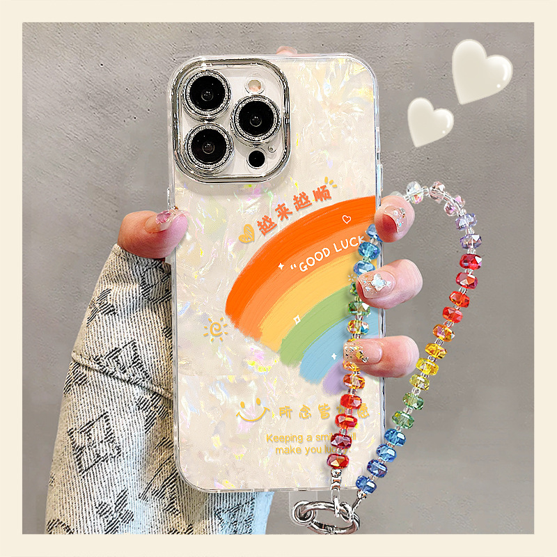 Pigment Rainbow Bracelet Suitable for Apple 15 Phone Case iPhone 16 Pro Max with Unique Design 17 Text 14