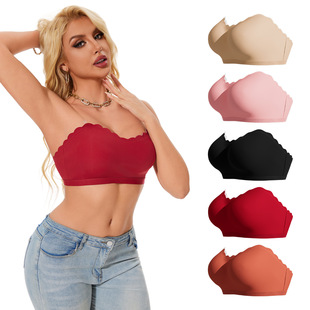 Cross-border Europe and America Amazon Sexy Strapless Chest Wrapping Back-breasted Buckle Gathering Anti-shedding Women's Underwear Bra Foreign Trade