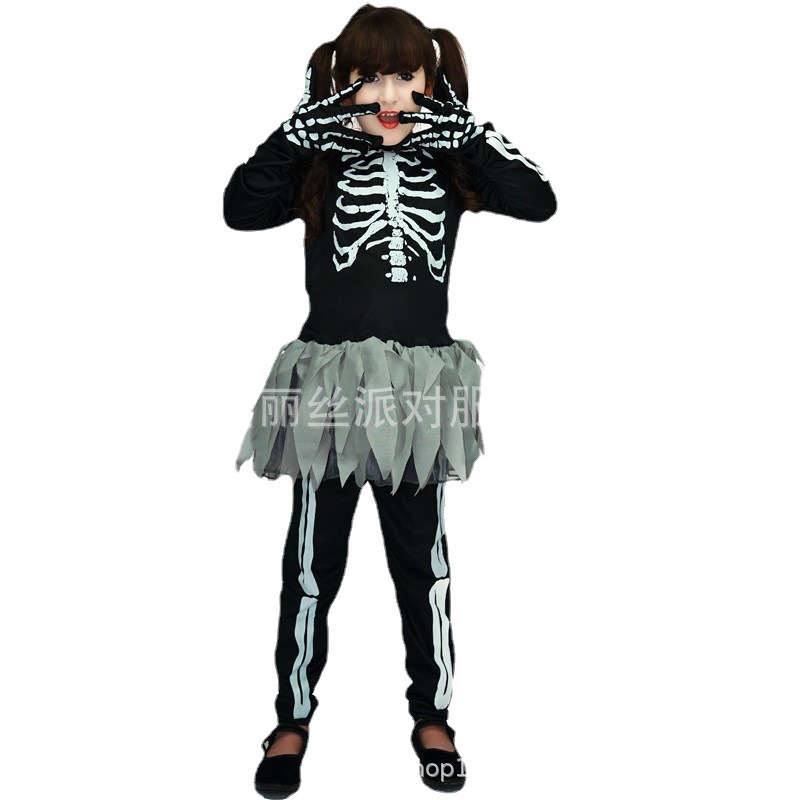 Disfraz de hueso de fantasma de niña traje de fiesta disfraces de Halloween Cosplay traje de rendimiento juego de rol