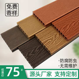 3D压花木纹户外木塑地板PE150*23圆孔共挤庭院园林防水抗压