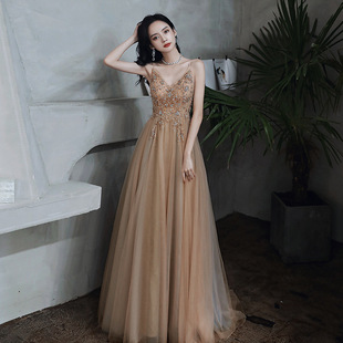 Evening Dress for Women 2025 New Spring Suspender Annual Meeting Birthday Party Fairy Long Elegant Banquet Dress