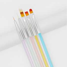 源头厂家直销 5色极光冰透美彩绘拉线平头圆头扫扫笔美甲笔刷工具