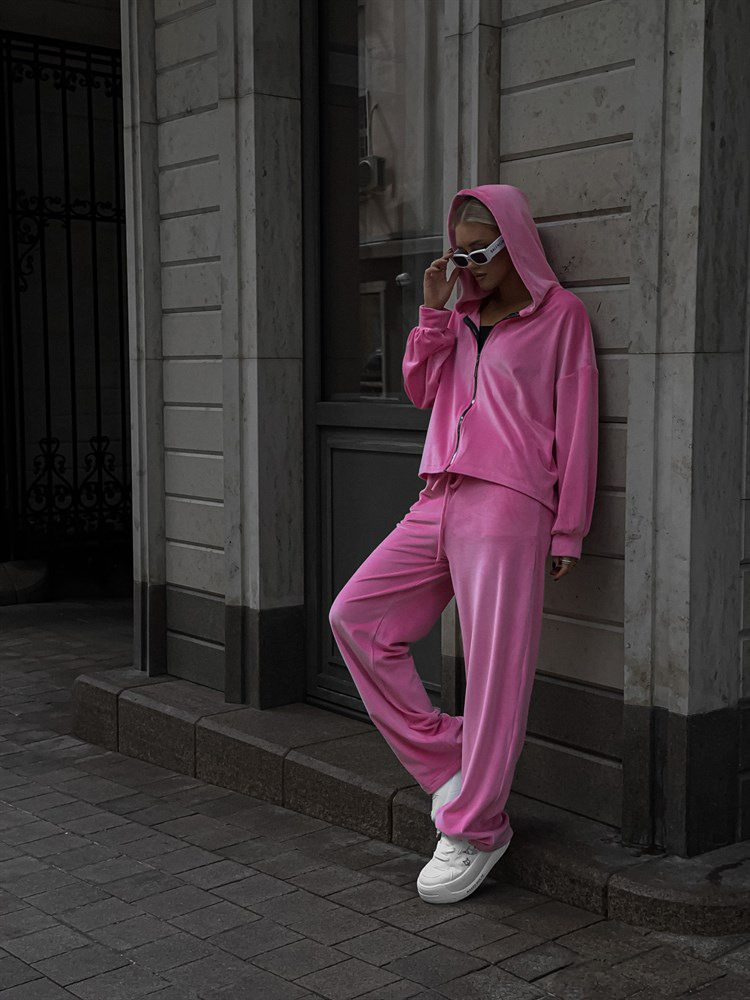2025 European And American Foreign Trade Casual Autumn Women's Solid Color Sleeve Cardigan Hooded Top Sports Long Pants_ecoleips.com