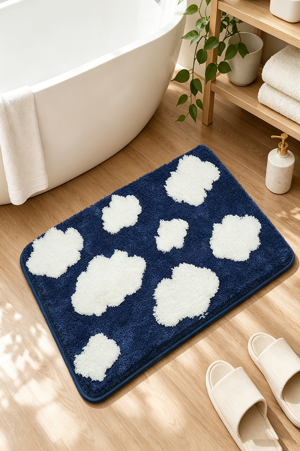 High-End Bathroom Absorbent Floor Mat, Non-Slip Foot Mat for Home Toilet Entrance, Long Tufted Thickened Bathroom Carpet