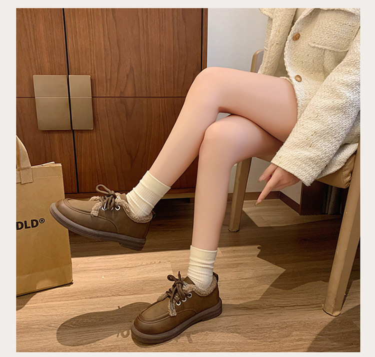 Kleine Lederschuhe im britischen Stil, trendige Winternische für Mädchen, Isolierung aus Baumwollplüsch mit niedrigem Absatz, Außenschuhe mit weicher_voghion.com