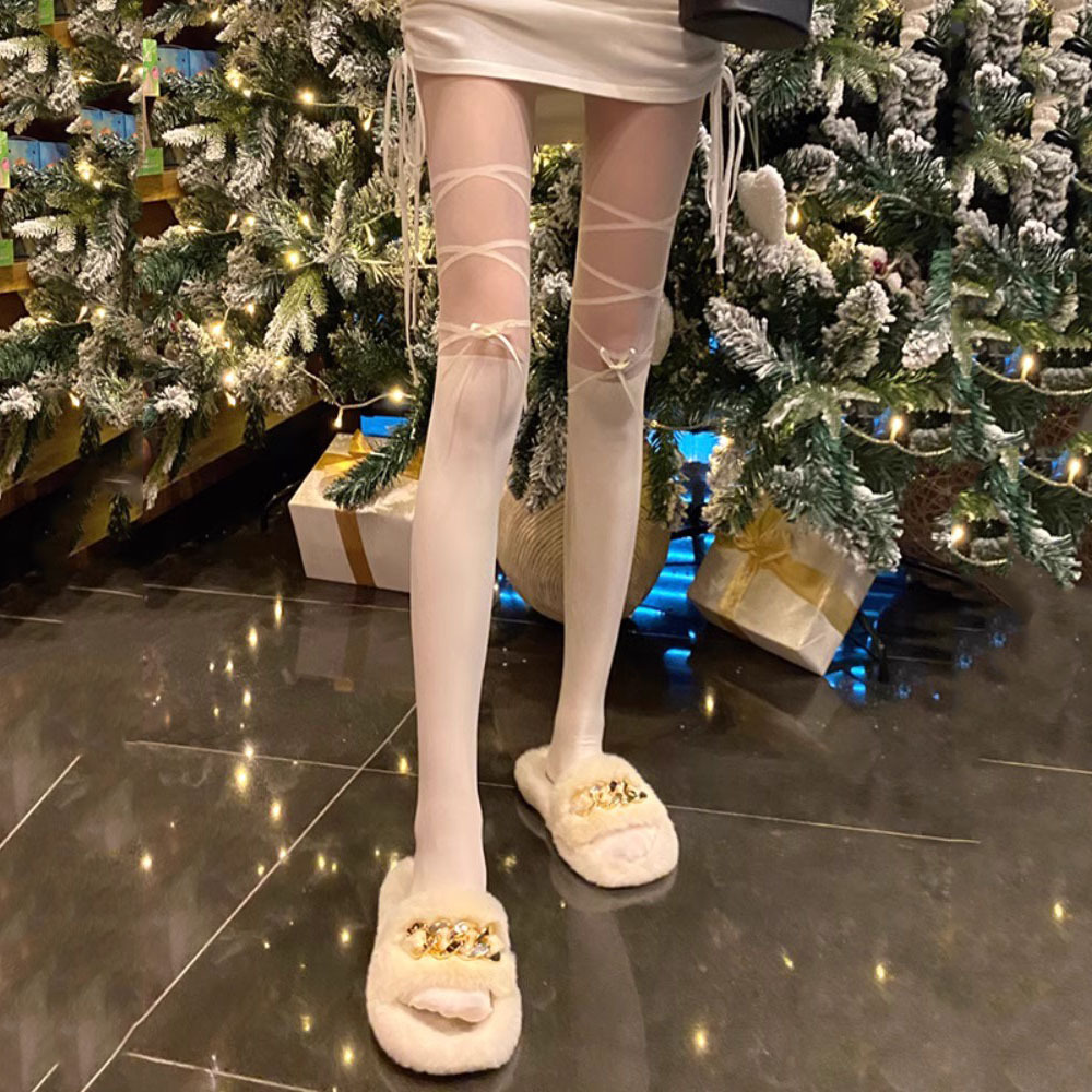 Women's Mid-calf And Over-the-knee Stockings With Elegant Bows_voghion.com