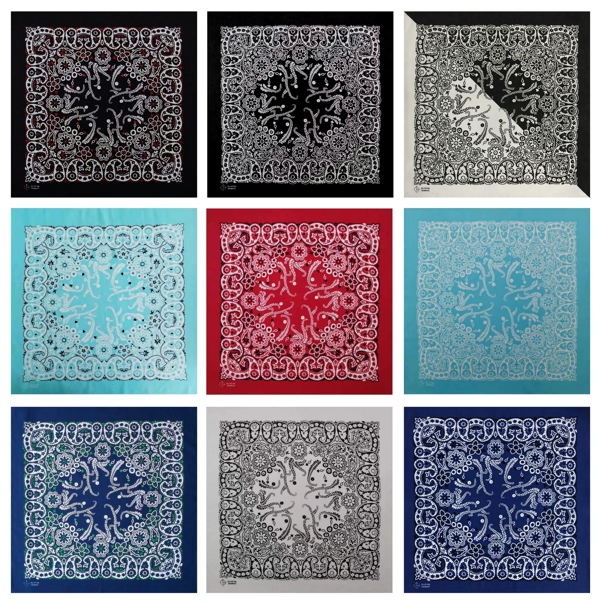 Factory direct cotton vine print square scarf, fashionable casual hip-hop street dance cycling decorative headscarf